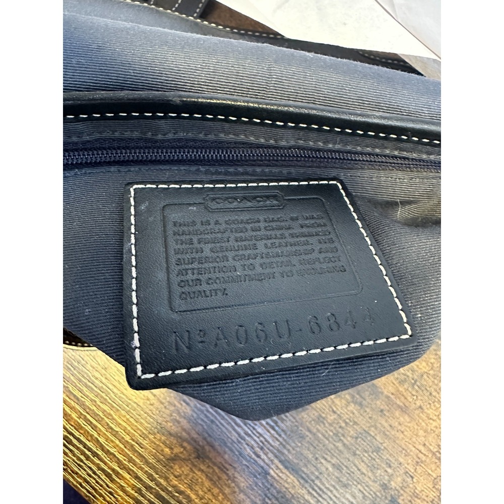 Coach Signature Mini Field Bag Black Jacquard Leather Crossbody Y2K Logo 6844 - Picture 6 of 16